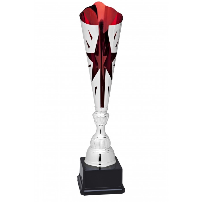 SILVER & RED STARBURST CONICAL CUP